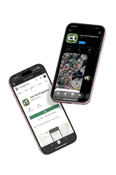 Cool Taxi aplikacija na iPhone telefonima — App Store i Google Play prikaz
